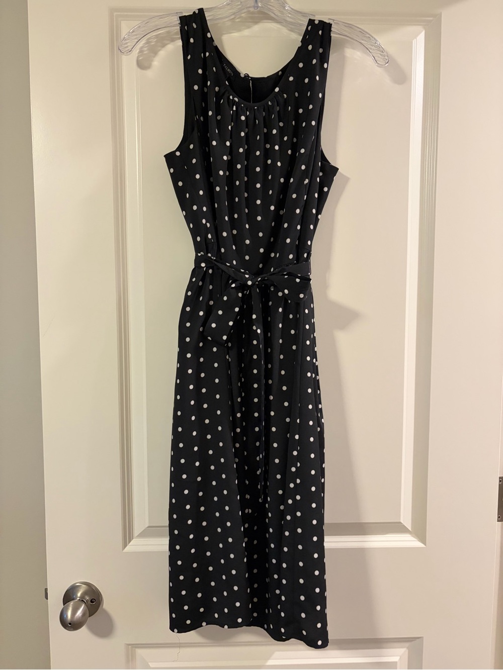 Talbots - Classic Black Polka Dot Sleeveless Midi Dress - Size 8